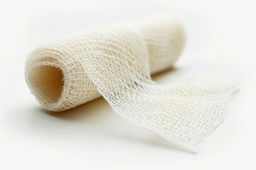 Poster - A rolled white fabric lying on a white surface