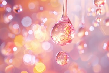 Poster - A bunch of colorful bubbles suspended from a string