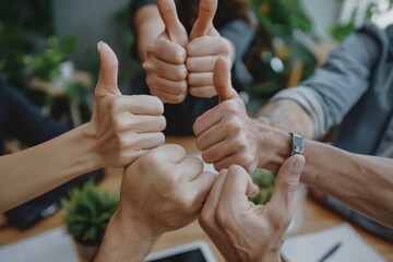 Aufkleber - A group of people joining hands together in unity and friendship