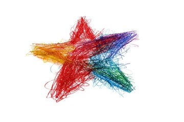 Aufkleber - A bright and colorful star made from yarn on a clean white surface, perfect for various designs and illustrations