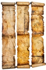 Poster - A collection of ancient scrolls placed on a clean white surface, ideal for history or literature-themed projects