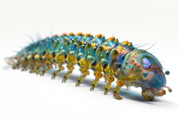 Poster - A close-up shot of a vibrant insect sitting on a white background