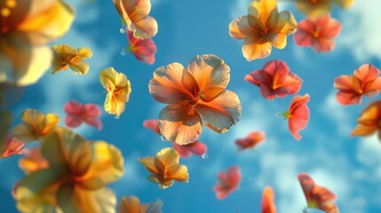Poster - A beautiful bouquet of flowers suspended in mid-air, perfect for decorating or as a symbol of love and gratitude