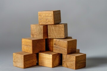 Poster - A pile of wooden blocks stacked on top of each other, ideal for educational or creative uses