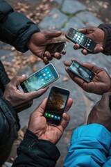 Aufkleber - A group of people using their smartphones