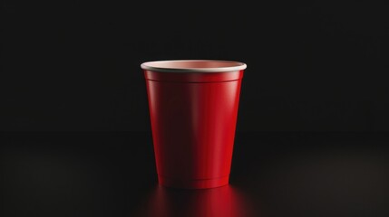Poster - A single red cup sits on top of a table, ready for use