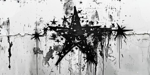 Poster - A simple yet striking image of a star on a black and white wall, suitable for various design applications