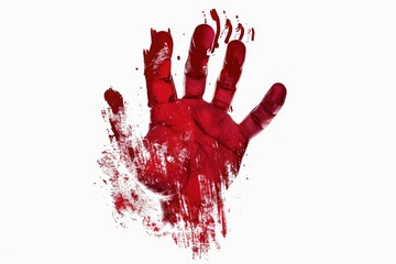 Poster - A close-up shot of a bloody hand with red paint on the palm and fingers