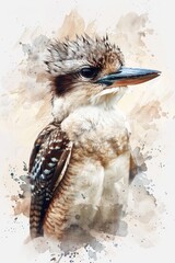 Aufkleber - A watercolor painting of a single bird perched on a white background