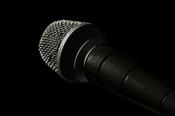 Poster - Close-up shot of a microphone against a dark background