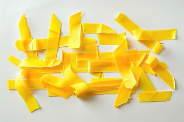 Aufkleber - A stack of yellow papers on a white background
