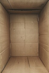 Aufkleber - A cardboard box with a closed door, often used for storage or shipping