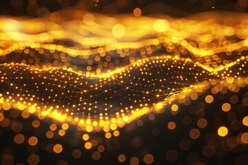 Poster - A heart-shaped structure made up of glowing lights against a dark background