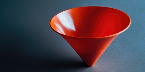 Poster - A single red cone-shaped object sits on a bright blue surface, offering a bold pop of color