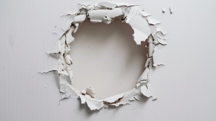 Poster - A hole in a white wall with a matching hole inside, suitable for decoration or design ideas