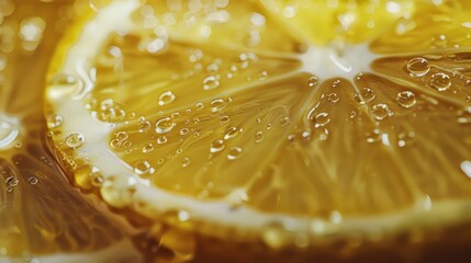 Poster - Freshly cut slice of lemon with yellow and green hues, perfect for garnishing drinks or adding flavor to recipes