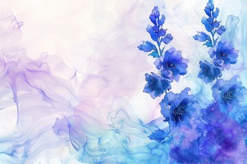 Wall Mural - A still life image of blue and purple flowers floating in water