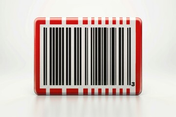 Poster - A simple red and white barcode printed on a white background