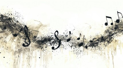 Poster - Simple illustration of musical notes on a white background, perfect for use in music-related projects or as a design element