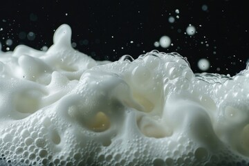 Poster - Close-up shot of a foamy surface with bubbles, great for use in science and technology illustrations or as a decorative element