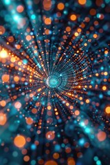 Poster - A bright and colorful background featuring many lights in shades of blue and orange