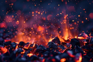 Aufkleber - A close-up shot of a fire with sparks, perfect for illustrating heat, warmth, and energy