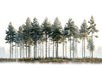 Poster - Foggy landscape with rows of trees, perfect for atmospheric scenes or nature-inspired designs