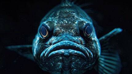Aufkleber - A detailed view of a fish's facial features, highlighting its prominent eyes