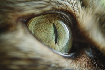 Wall Mural - A detailed view of a cat's eye with pupil and iris visible