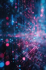 Poster - A dimly lit room filled with blue and pink lights, perfect for a nightclub or party setting