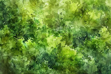 Poster - Watercolor art depicting a lush and serene green forest