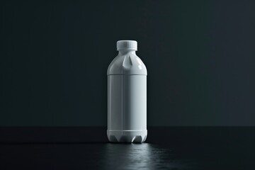 Wall Mural - A single white plastic bottle sitting on a table, suitable for use in still life photography or as a prop in various settings