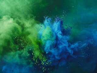 Wall Mural - Green and Blue Powder, Generative AI Illustration