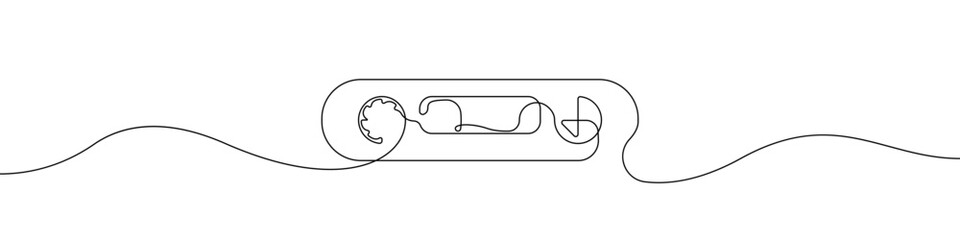 Poster - Cassette drawing one line vector. Outline tape player vector. Vintage cassette one endless line vector.