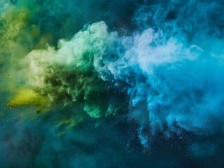 Wall Mural - Green and Blue Powder, Generative AI Illustration