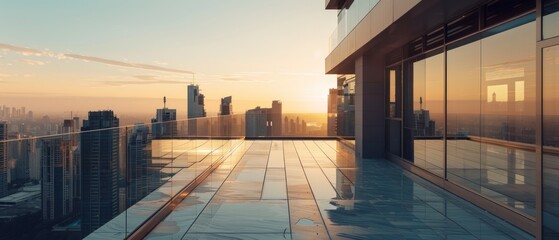 Poster - Cityscape View from a Rooftop Terrace