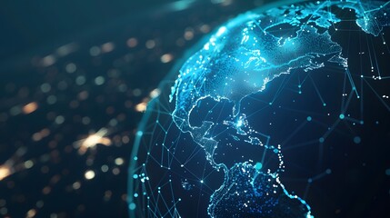 Aufkleber - Digital globe with glowing network connections over Americas