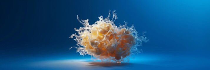 Wall Mural - Conceptual visualization of a radiant brain and neural network, emphasizing the sophistication of artificial intelligence, on a vivid blue background