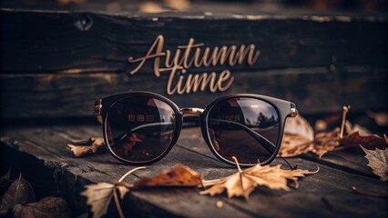 Autumn Time: Sunglasses and the Colors of Fall in the Background