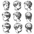 © NikahGeh - little boy head collection set with engraving style