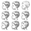 © NikahGeh - little boy head collection set with engraving style