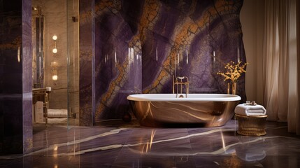 Sticker - bathroom purple and gold marble