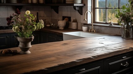 Wall Mural - kitchen dark countertop