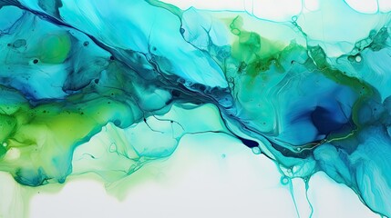 Poster - intense blue green alcohol ink background