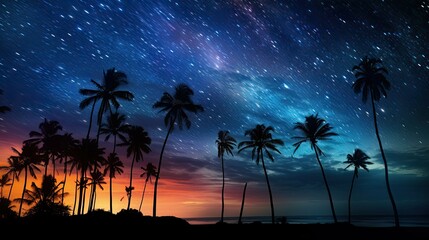 Wall Mural - night stars horizon