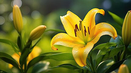 Wall Mural - vibrant yellow lily