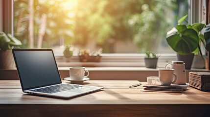 Canvas Print - desk blurred blurred background interior