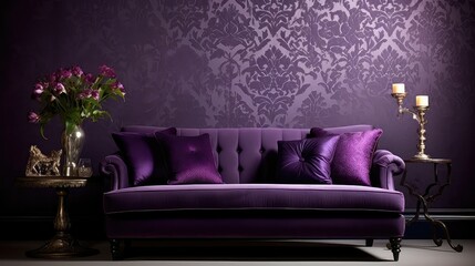 Canvas Print - intricate purple damask