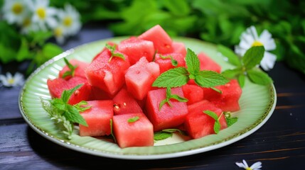 Canvas Print - salad tropical watermelon background