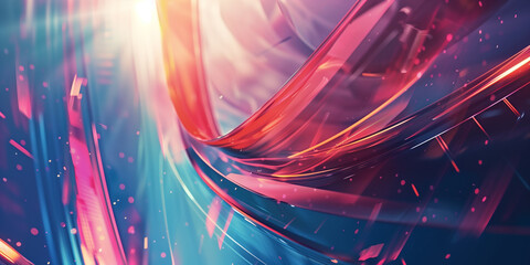 Poster - Abstract liquid glass holographic Iridescent wavy melted substance. 3d render of smooth forms. Modern design. Futuristic Banner, background, wallpaper cover, social media post. Generative Ai content